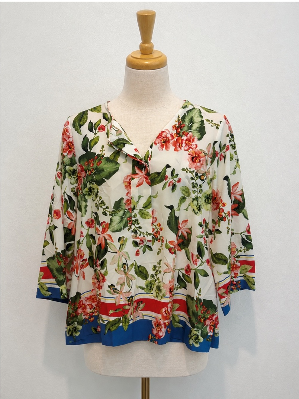 Tommy Hilfiger Floral Print Blouse Top 3/4 Sleeve Woman L
